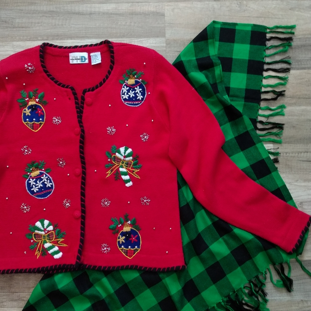 Vintage Small 90s Paul Harris Designs Christmas Holiday Sweater Cardigan Small